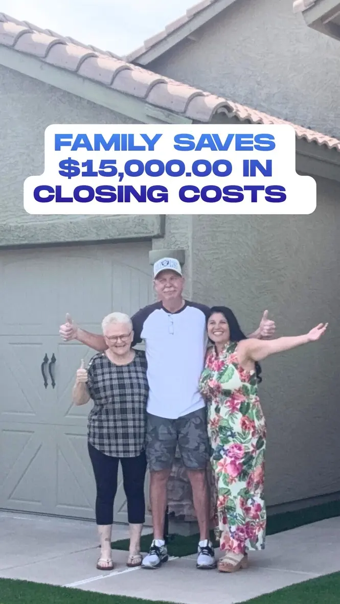Past client graphic: family saves $15,000 in closing costs.