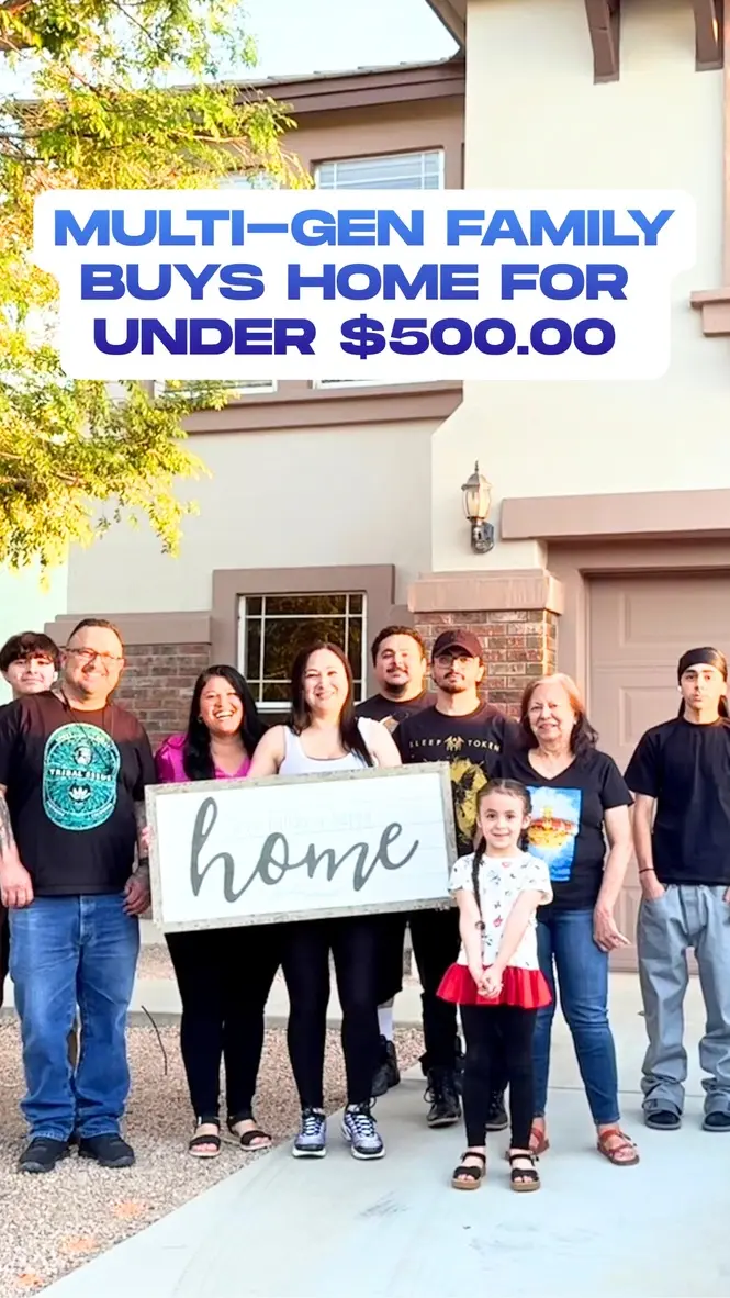 Past client graphic: a multigenerational family buys a home for under $500.