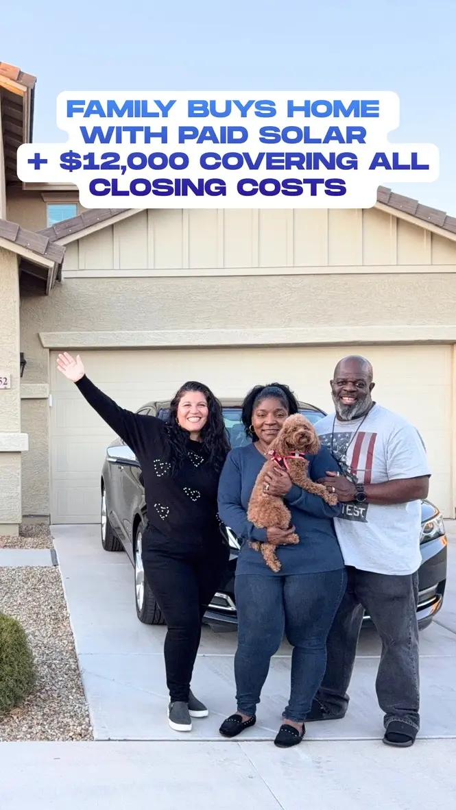 Past client graphic: home with paid solar and $12,000 covering closing costs.