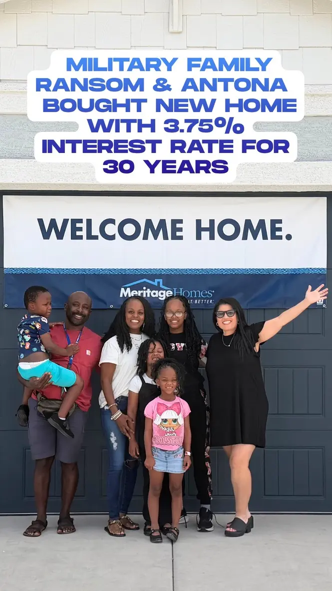Past client graphic: military family Ransom and Antona bought a new home with a 3.75% rate for 30 years.